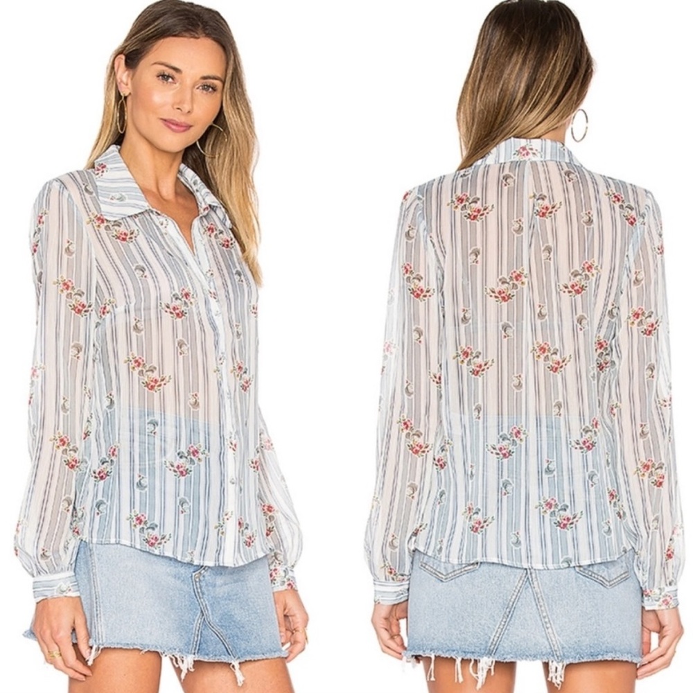 Majorelle Sussex Countryside Floral Sheer Blouse Small